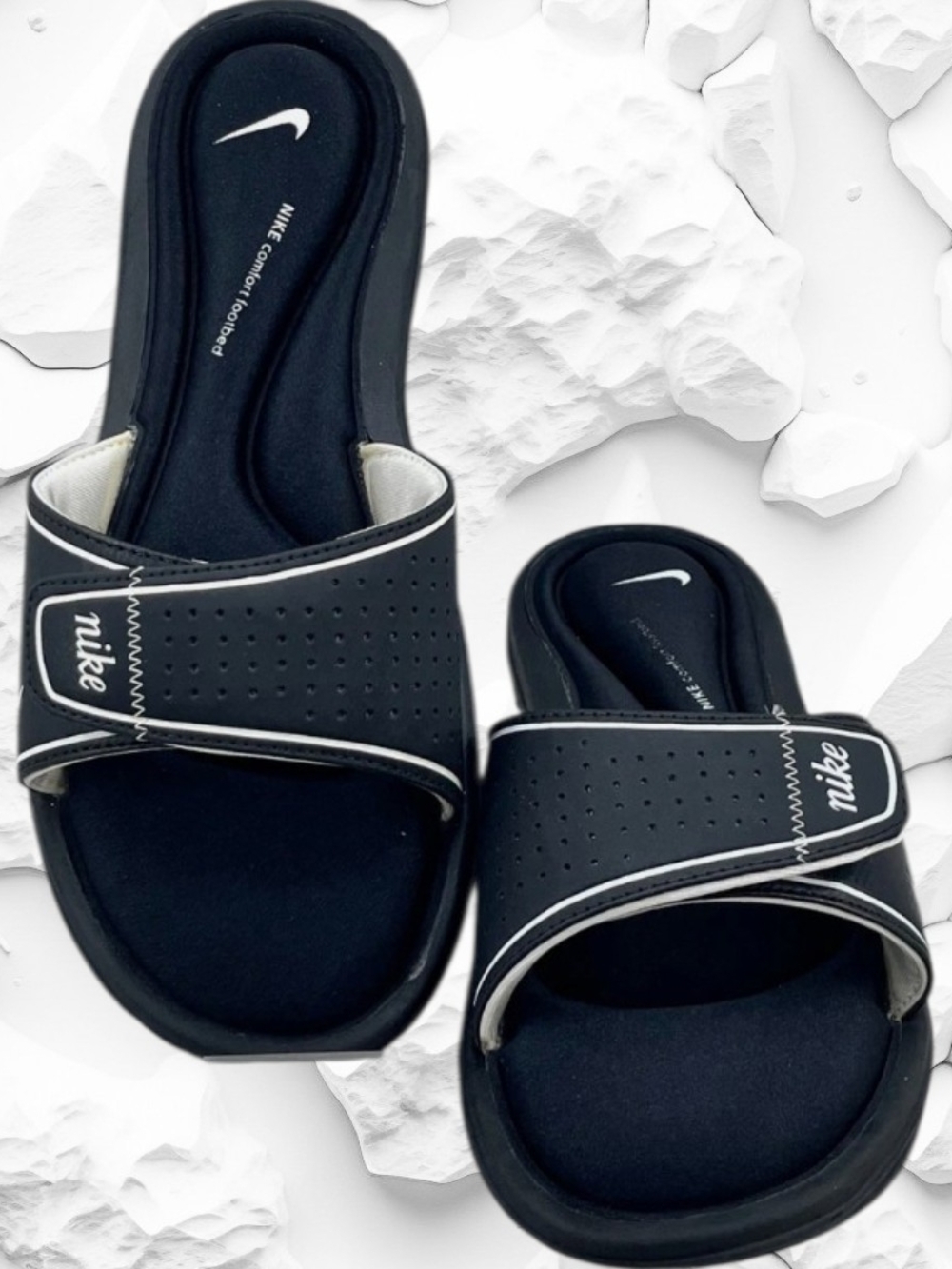 Nike Black Women's Slide Sandals with White Trim